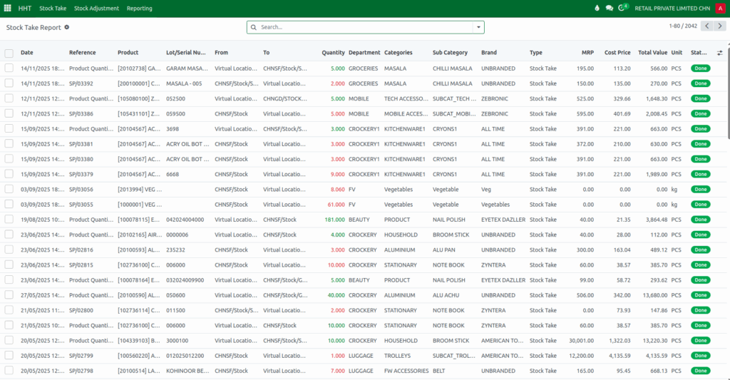 Odoo Stock Take Navigation
