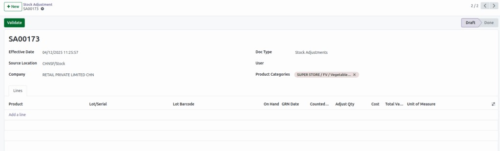 Tenthplanet-Odoo-Stock adjustment before