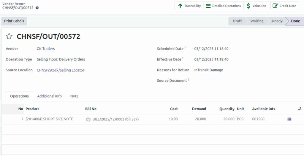 Odoo-Vendor return-Done.