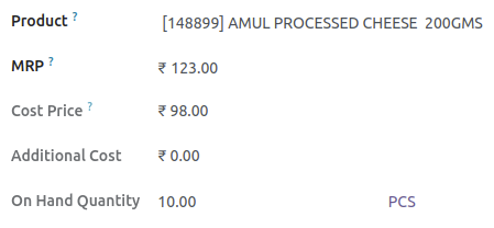 Odoo Grocery Retail - Product OnHand