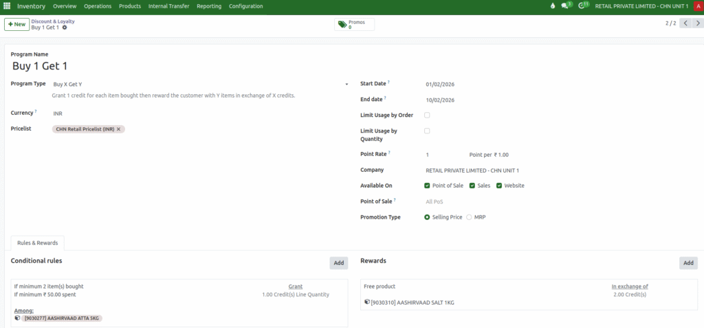 Odoo Grocery Retail - Promotion