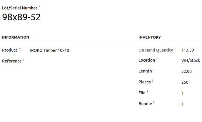 Odoo Timber Retail ERP - Lot-Serial Number